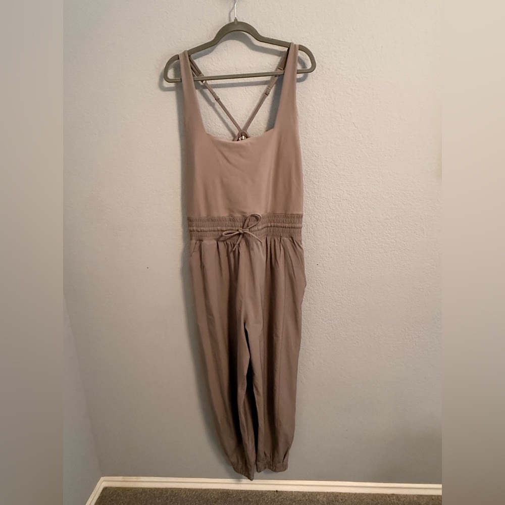 Abercrombie YPB Taupe Jogger Jumpsuit | Elastic Waist | XL